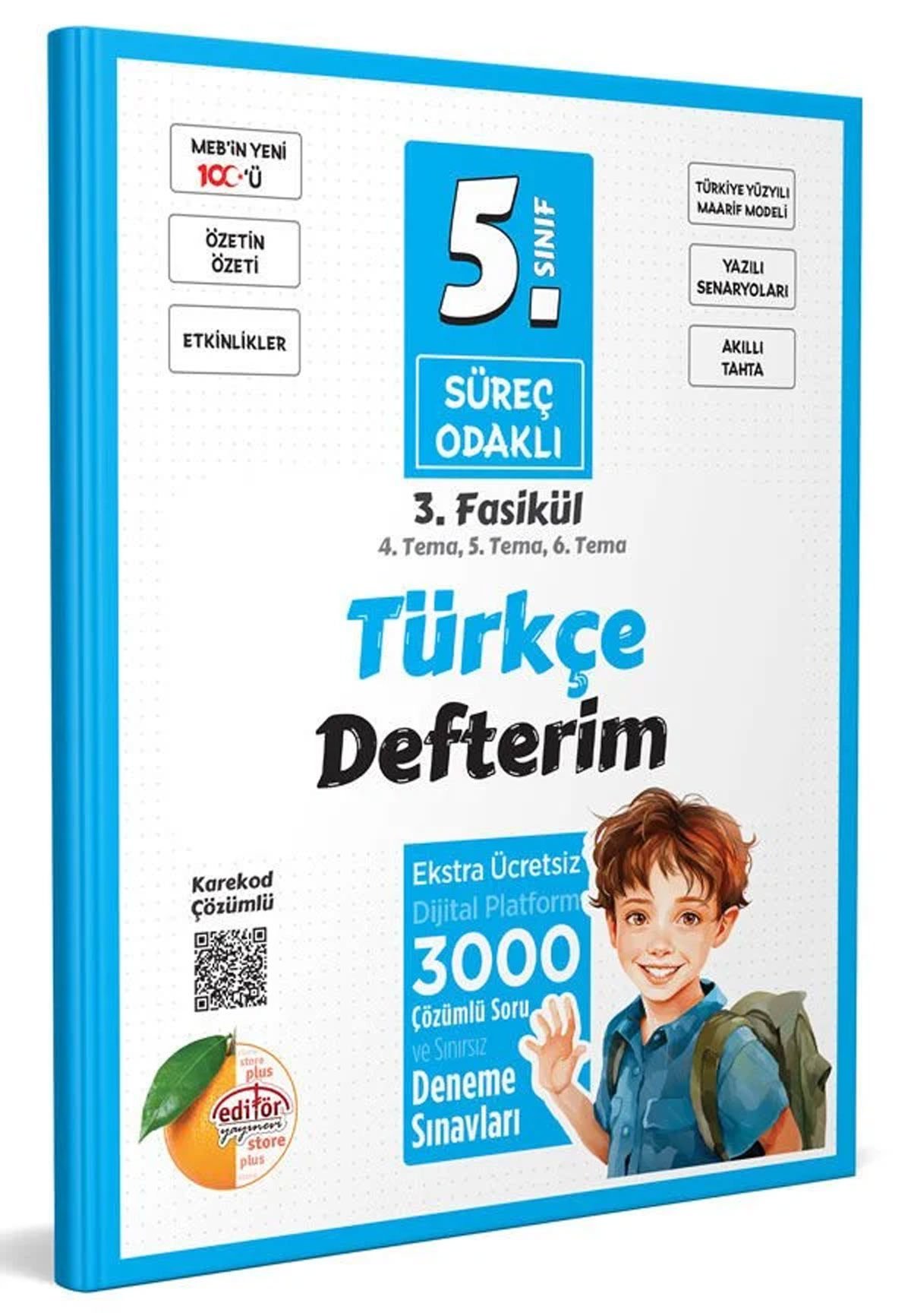 5. Sınıf Süreç Odaklı Türkçe Defterim (3 Fasikül) - Karekod Çözümlü