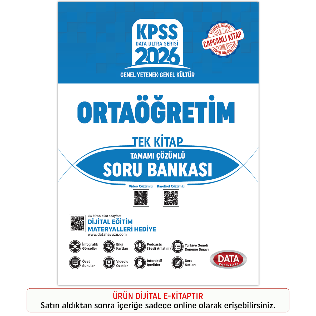 İnteraktif Kitap KPSS GY GK Ortaöğretim Tek Kitap Tamamı Karekod Çözümlü Soru Bankası