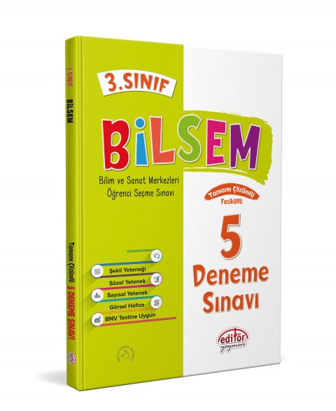 3. Sınıf Bilsem Çözümlü 5 Deneme Sınavı - Editör Yayınevi