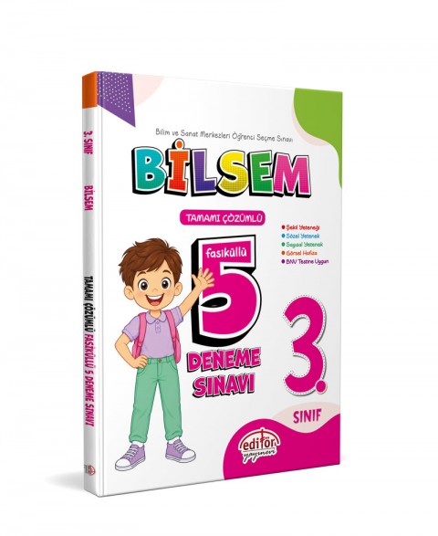 3. Sınıf Bilsem Çözümlü 5 Deneme Sınavı - Editör Yayınevi
